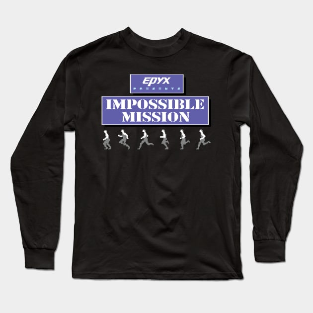 Impossible Mission Commodore 64 Long Sleeve T-Shirt by Retro8Bit Fashion Store